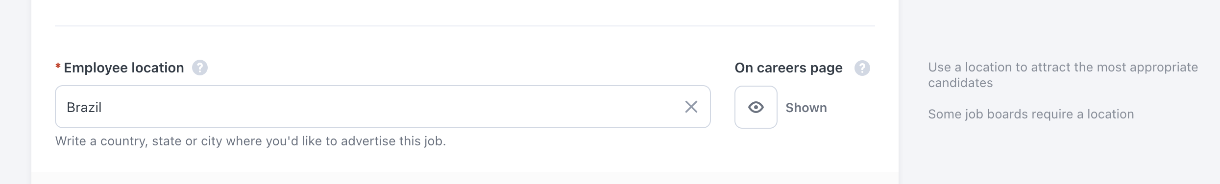 screenshot of workable location field